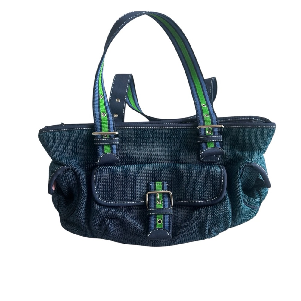 The Sak Crochet Knit Blue Shoulder‎ Bag Handbag Satchel Purse